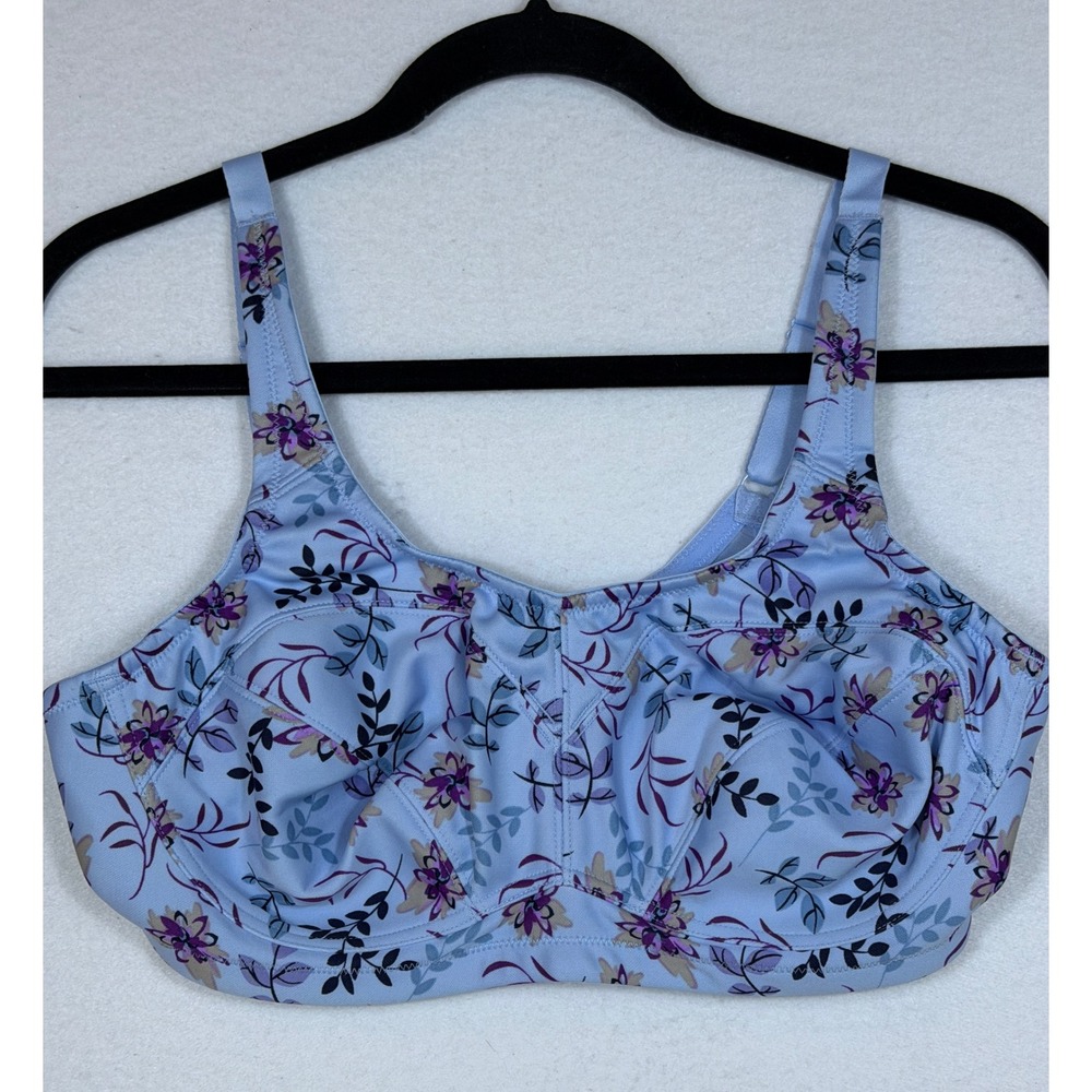 Lunaire High Impact Sports Bra Women 38D‎ Blue Floral Underwire style # 11111